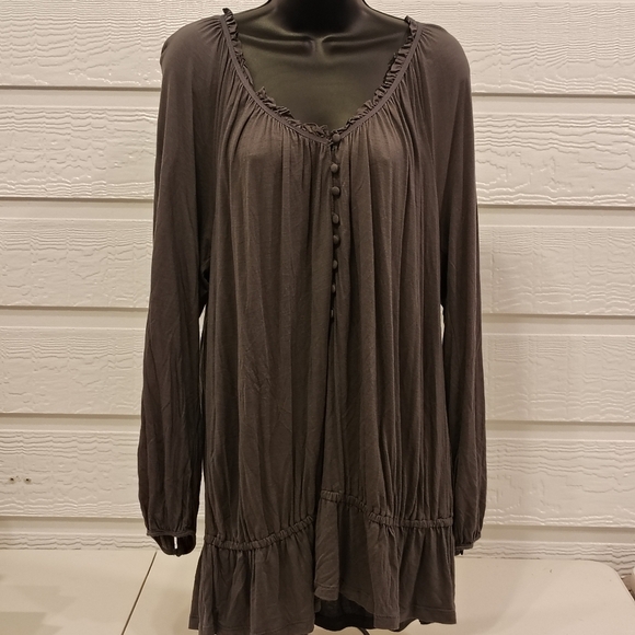 Old Navy Dresses & Skirts - Women's XL Gray Scoop Neck Ruffle Trim Boho Peasant Cottage Core Romantic Flowy
